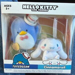 Hello Kitty Tuxedosam and Cinnamoroll Fuzzy Figurine Set